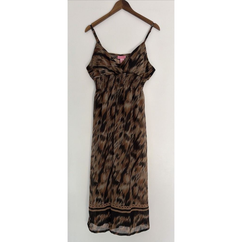 NWT She's Cool Y2K Abstract Brown & Black Maxi Babydoll Dress XL Junior (flaw*)